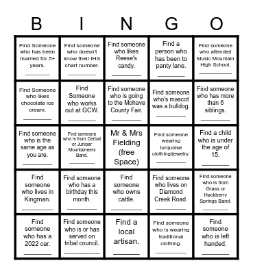 Fielding Wedding Blackout Bingo Card