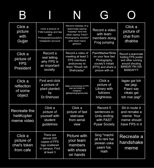 FPS BINGO! Bingo Card