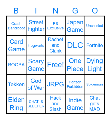 STATE OF PLAY Bingo Card