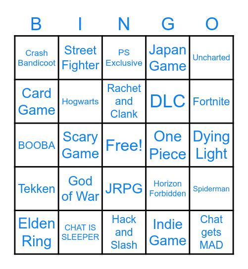 STATE OF PLAY Bingo Card