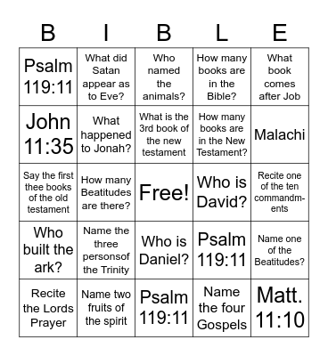 Get to know the Bible Bingo Card