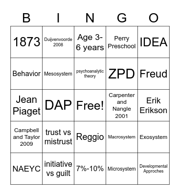 good education bingo Card