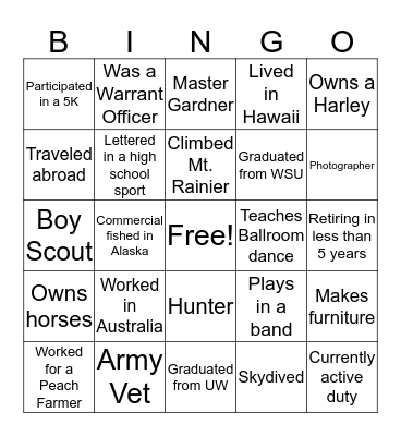 Get to know your Co-Workers Bingo Card