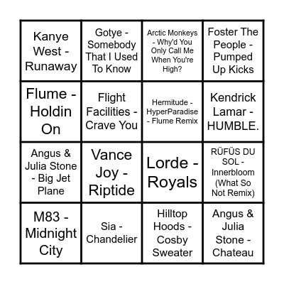 The Prince Music Bingo - #1 Bingo Card