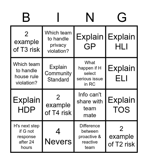 Claims Day 2 Bingo Card