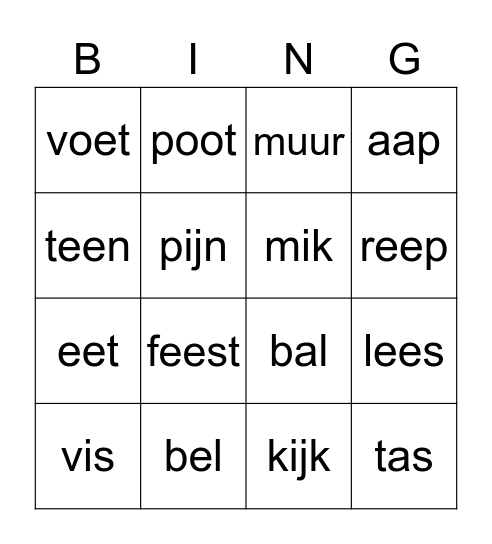 Leesbingo 1 Bingo Card