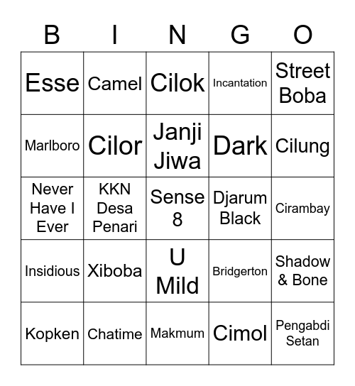 J Bingo Card