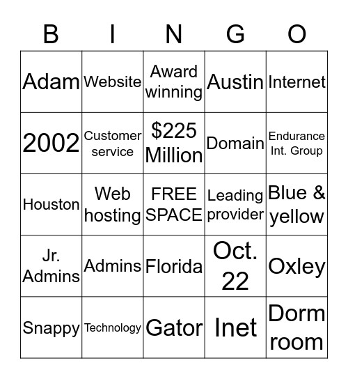 HostGator Birthday Bingo Card