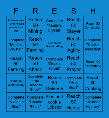 Fresh Start Bingo Card