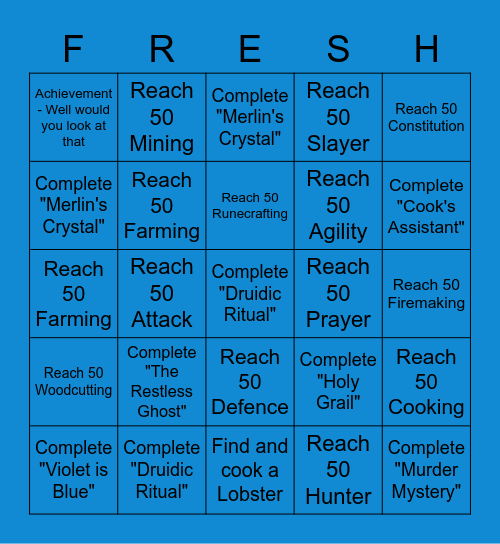 Fresh Start Bingo Card