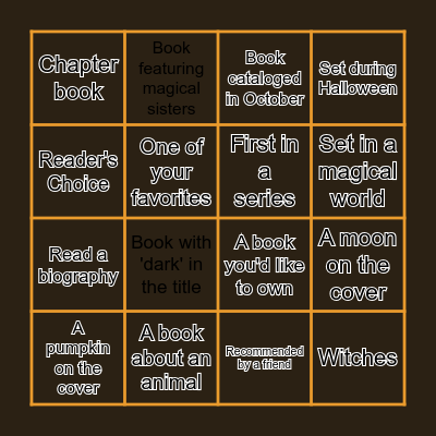 October Book Bingo Card