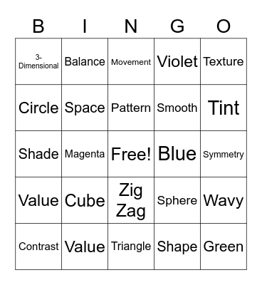 Elements & Principles Bingo Card