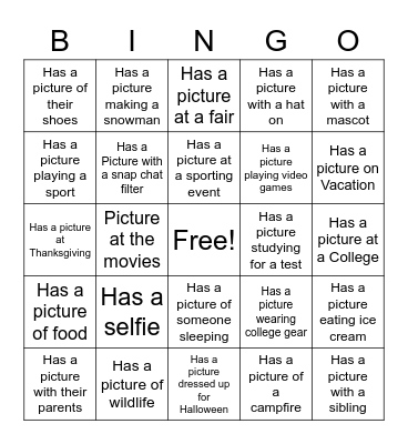 Cell Phone Bingo Card