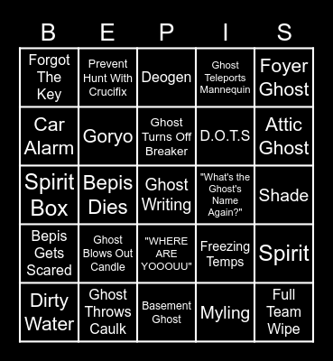 Phasmo BingOwO Bingo Card