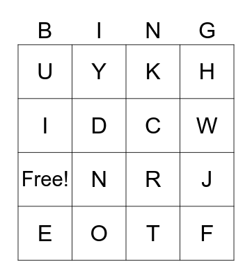 Alphabet Bingo Card