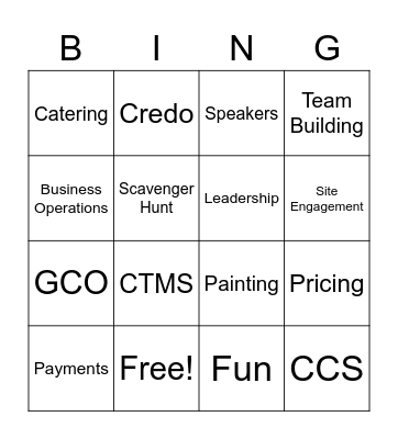 F2F BINGO Card