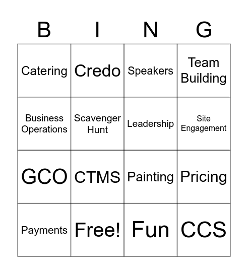 F2F BINGO Card