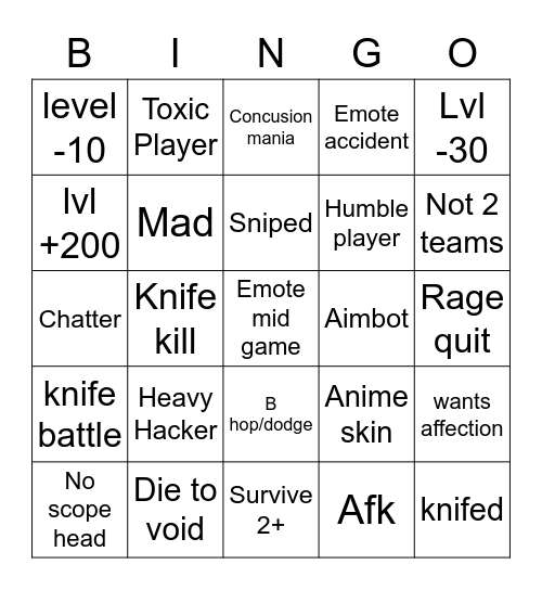 Arsnel Bingo Card