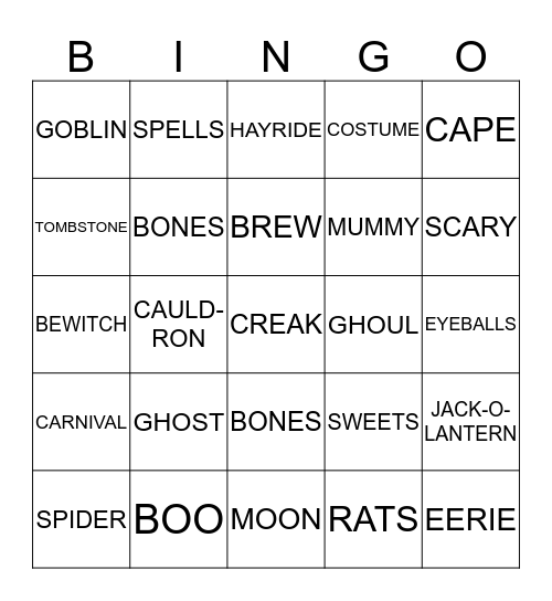 Halloween Bingo Card