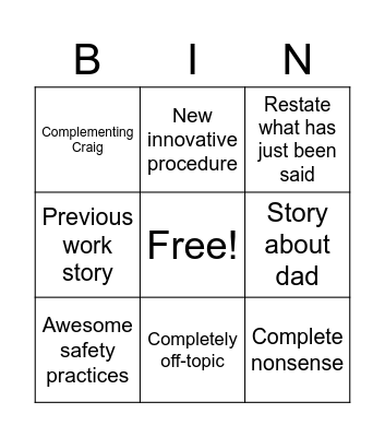 Hoffman Bingo Card