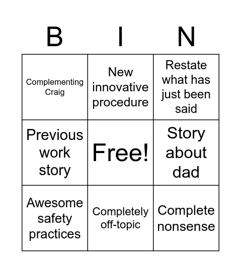 Hoffman Bingo Card