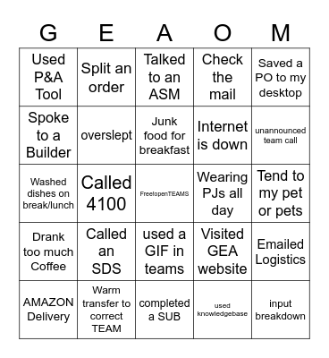 GEA OM BINGO Card