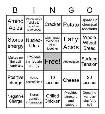 Biochemistry Bingo Card