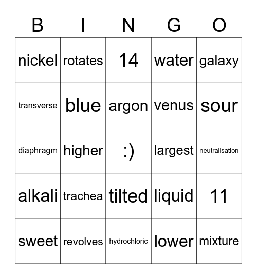 Revision BINGO! Bingo Card