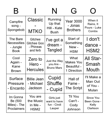 Music BINGO Card