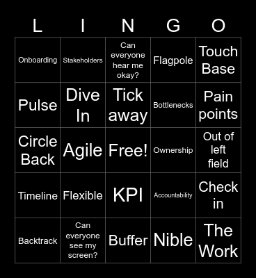 * L I N G O * Bingo Card