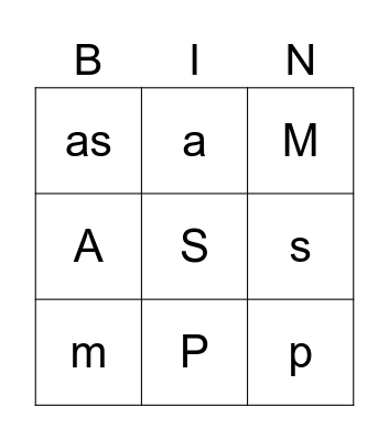 Letters & Sight Words 1 Bingo Card