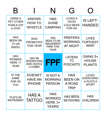 FPF BINGO Card