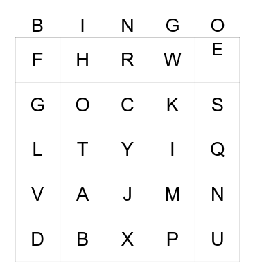 ASL Alphabet Bingo Card