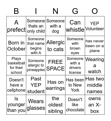 SOUTHWEST PEOPLE BINGO Card