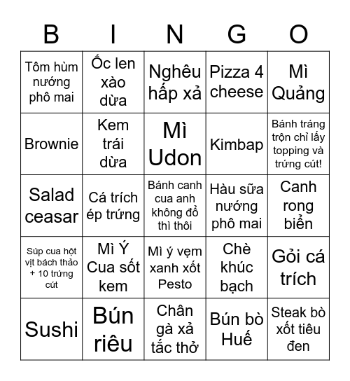 The Virtual Buffet Bingo - Hồng Anh's Bingo Card