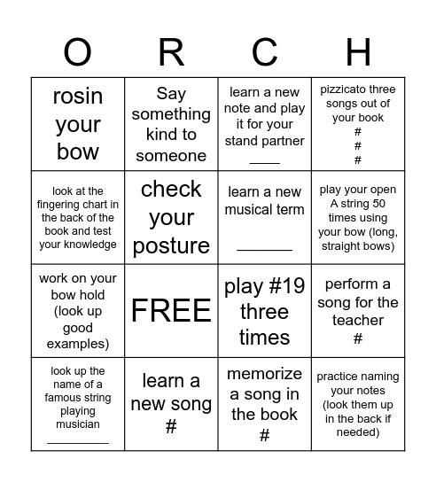 ORCHO Bingo Card