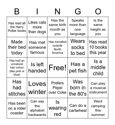 Find Someone Who... Bingo Card