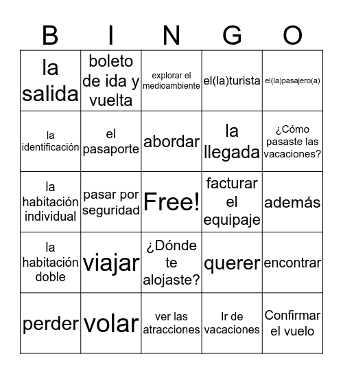 Unidad 1 Bingo Card