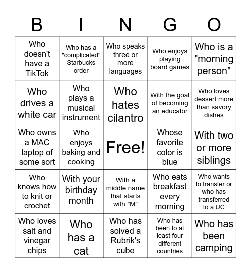 STEM and TLC Bingo: Find someone... Bingo Card