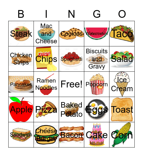 Food Bingo Card