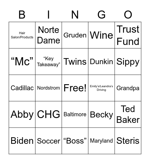 Eric Phrases Bingo Card