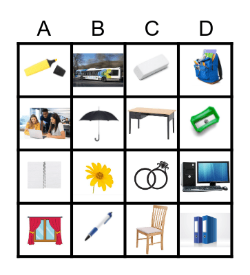 Vocabulaire niveau 1 Bingo Card