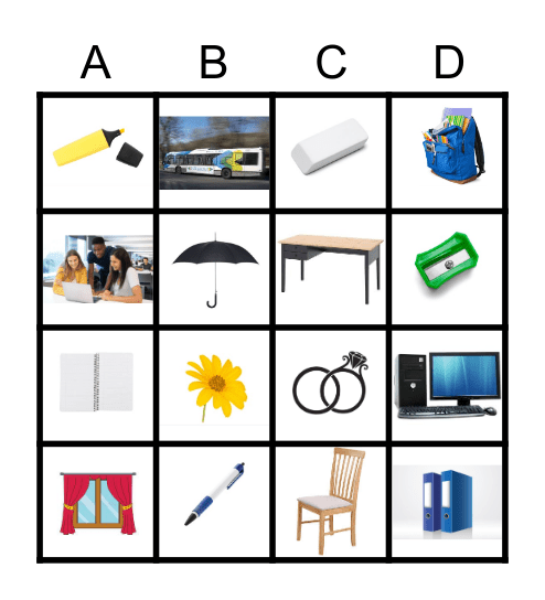 Vocabulaire niveau 1 Bingo Card