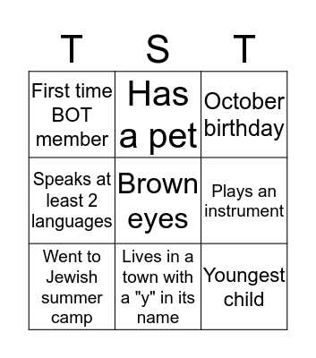 TST Bingo Card