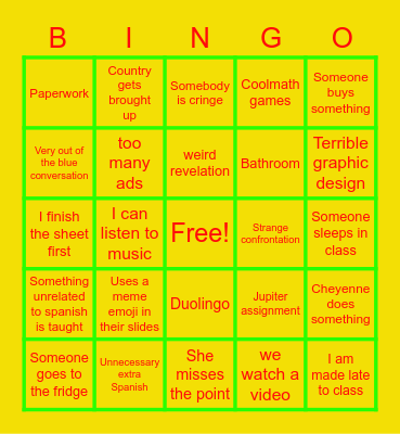 Charter Spanish Bingo Card