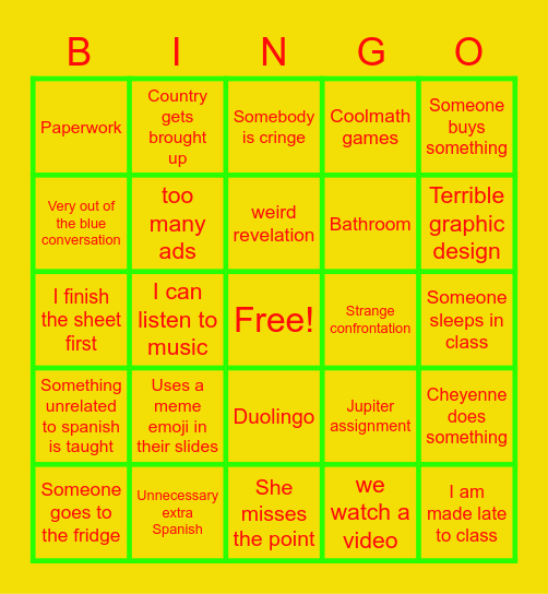 Charter Spanish Bingo Card