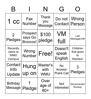 Friday Bingo Card