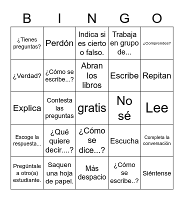 Mandatos Bingo Card