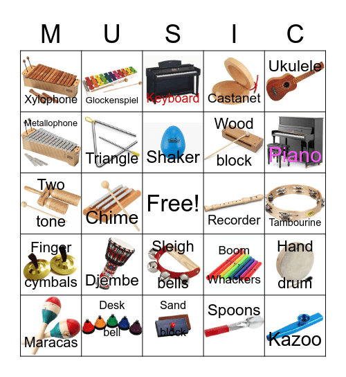 Musical Instruments Bingo Card