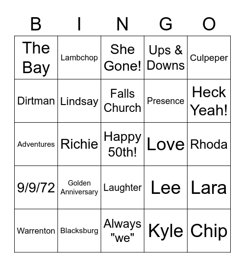 L + L = ❤️ Bingo Card